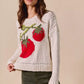 SO ME Vegetable Round Neck Long Sleeve Sweater - DAVERRI FASHIONS
