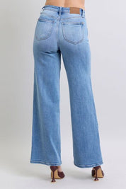 Judy Blue Full Size Wide Leg Jeans with Pockets Jeans