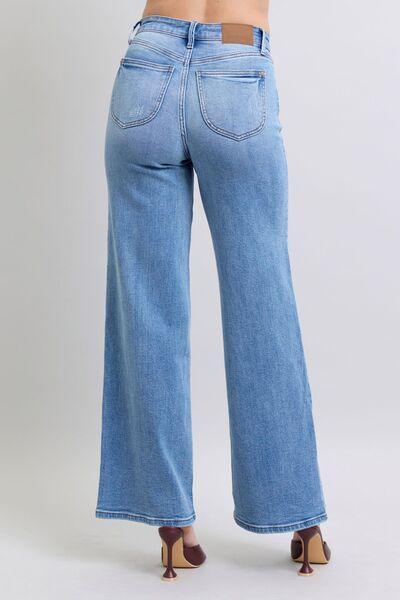 Judy Blue Full Size Wide Leg Jeans with Pockets - DAVERRI FASHIONS