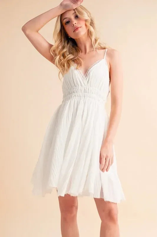 Aemi+Co Lace Detail Mini Cami Dress - DAVERRI FASHIONS