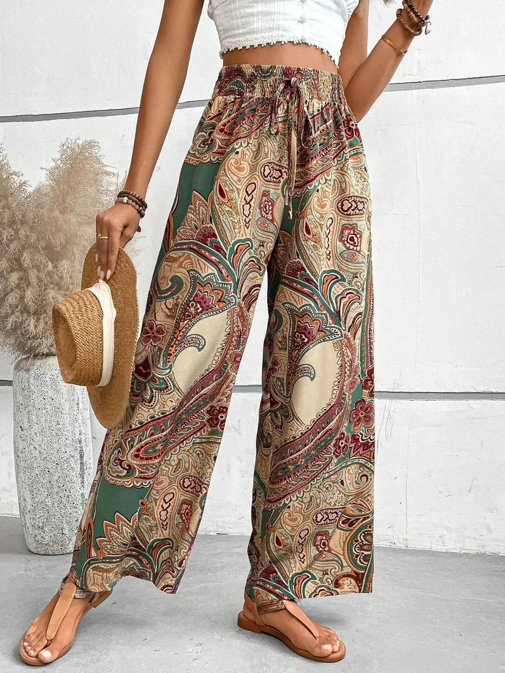 Printed Wide Leg Pants - DAVERRI FASHIONS