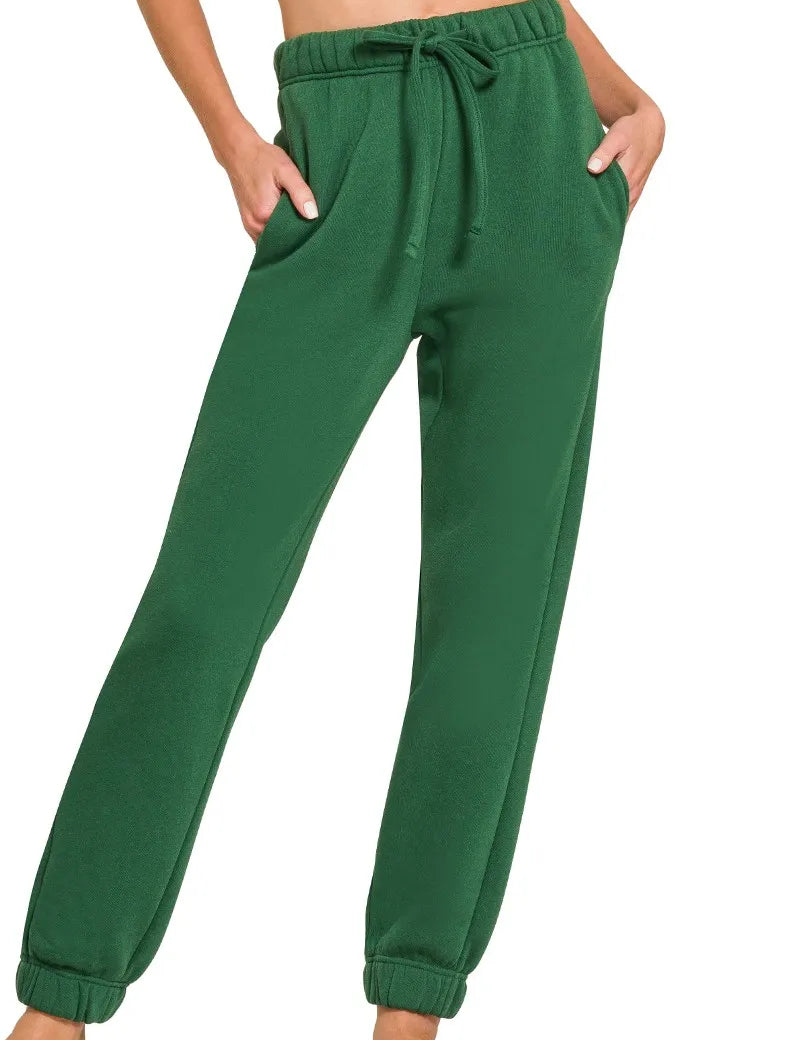 DK GREEN S Zenana Fleece Jogger Sweatpants With Pockets Dk Green | Sweatpants Daverri Fashions