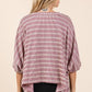 Mittoshop Texture Striped Print Round Neck Dolman Sleeve Top