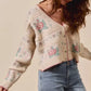 SO ME Floral Pattern Long Sleeve Button Sweater Cardigan - DAVERRI FASHIONS