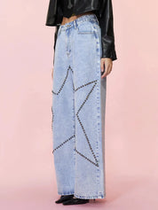Studded Star Straight Jeans with Pockets | Jeans Daverri Fashions
