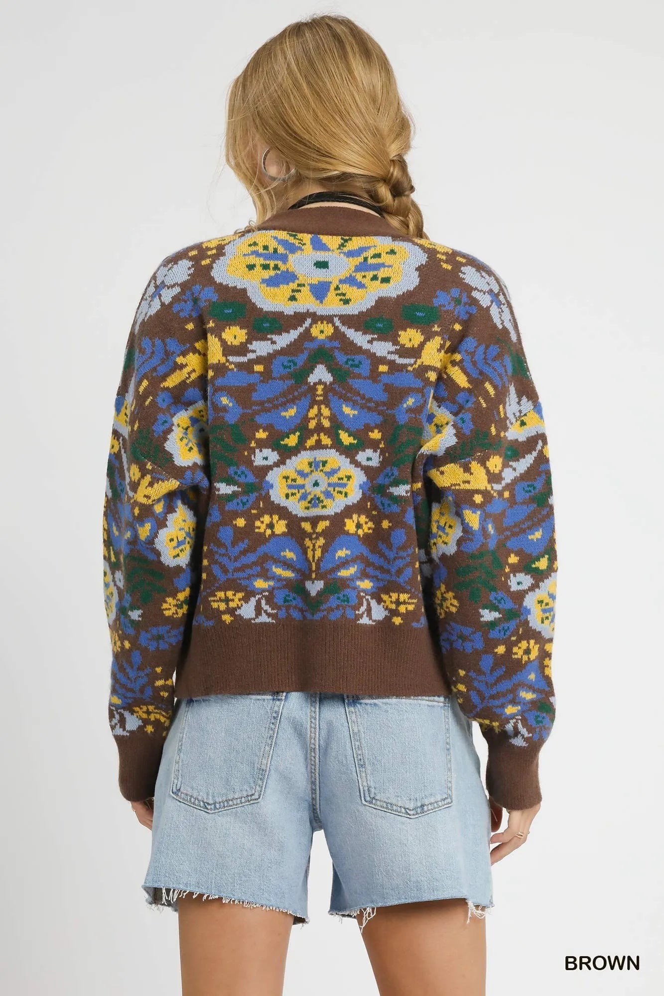 Umgee Floral Knit Button-Up Cardigan Cardigans