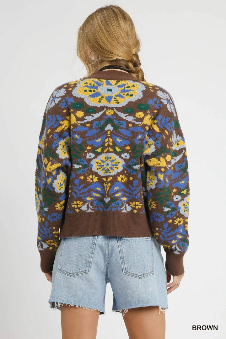 Umgee Floral Knit Button-Up Cardigan Cardigans