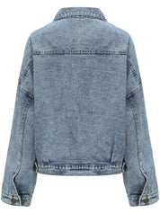 Button Down Drop Shoulder Denim Jacket | Denim Jackets Daverri Fashions
