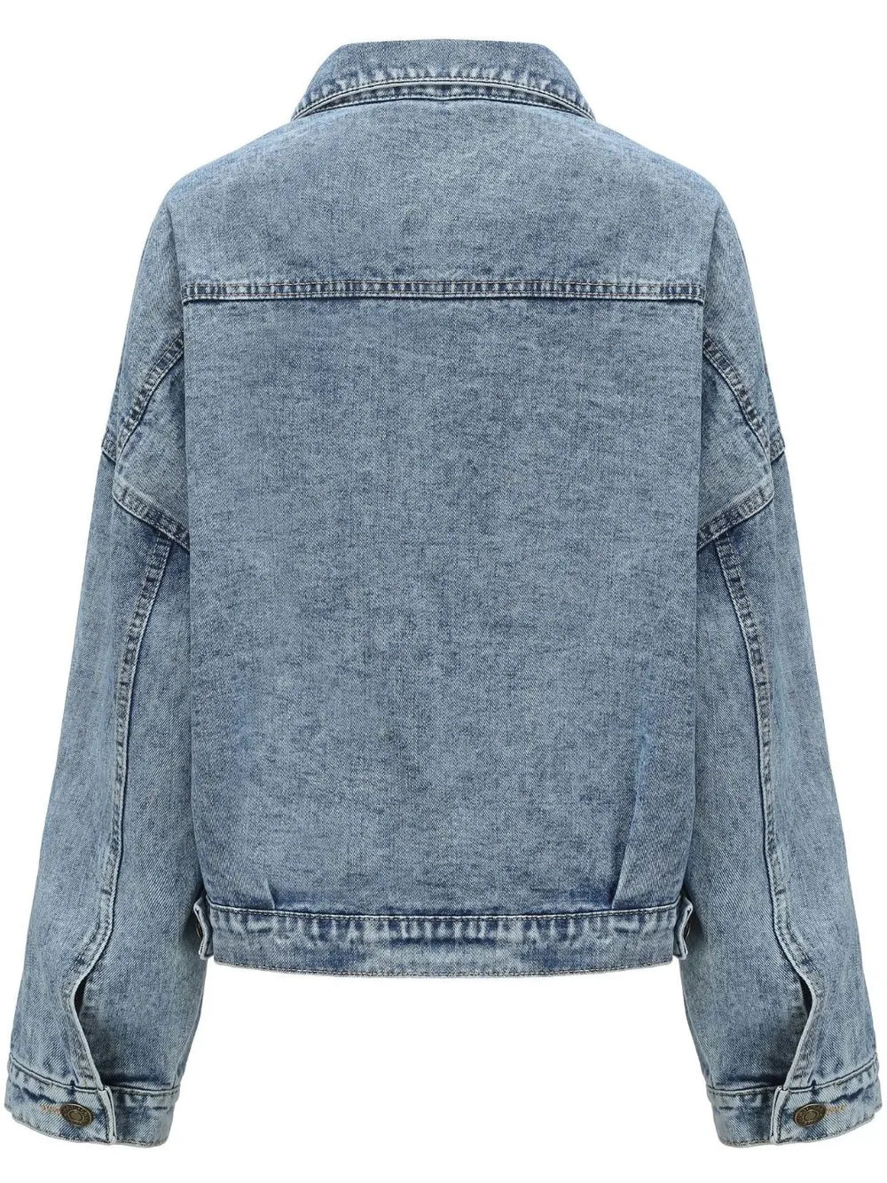 Button Down Drop Shoulder Denim Jacket | Denim Jackets Daverri Fashions