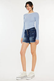 Kancan Mid Rise Button Fly Denim Shorts | Denim Shorts Daverri Fashions