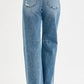 RISEN Full Size Mid Rise Fit Wide Baggy Leg Tie Washed Jeans Plus Size - DAVERRI FASHIONS