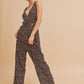 Aemi + Co Ditsy Floral Surplice Sleeveless Wide Leg Jumpsuit Jumpsuits
