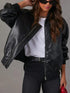 Zip Up Long Sleeve Bomber Jacket - DAVERRI FASHIONS