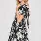 Umgee Full Size Two Tone Floral Print Babydoll Dress Plus Size Babydoll Dresses