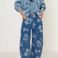 Flower Print Wide Leg Jeans - DAVERRI FASHIONS