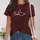 SMILE Round Neck Short Sleeve T-Shirt - DAVERRI FASHIONS