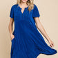 Culture Code Full Size Short Sleeve Ruffled Asymmetric Hem Dress Royal Mini Dresses