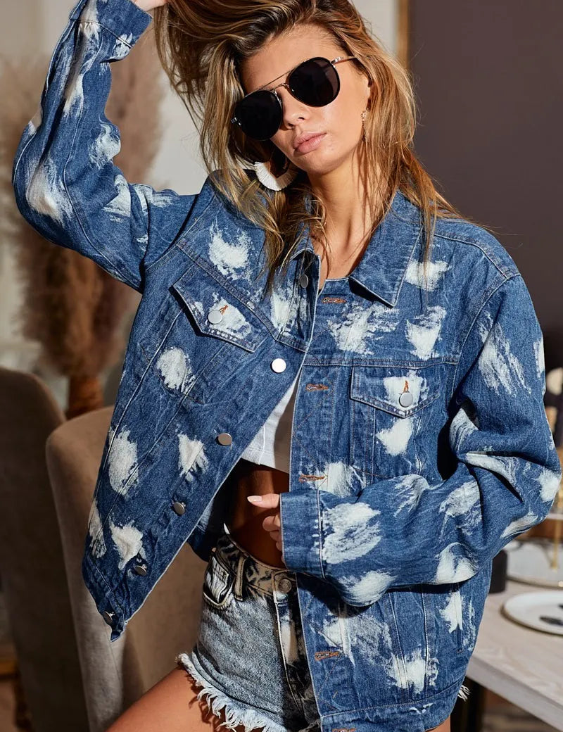 BiBi Washed Tie Dye Denim Jacket | Denim Jackets Daverri Fashions