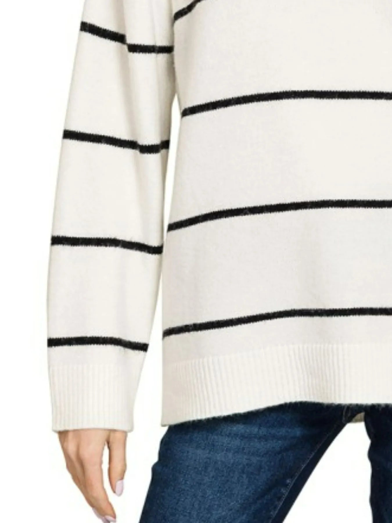 Zenana Round Neck Stripe Sweater Sweaters