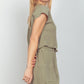 VERY J Woven Cropped Top & Waist Tie Shorts Set Short Sets