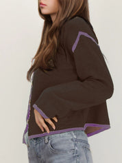 Button-Front Cardigan with Contrast Trim | Cardigans Daverri Fashions
