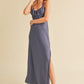 Aemi + Co Ruched Side Slit Cutout Back Maxi Cami Dress Cami Dresses