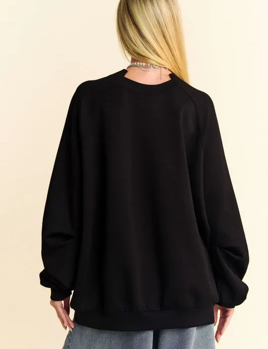Davi & Dani Round Neck Raglan Sleeve Sweatshirt | Sweatshirts Daverri Fashions