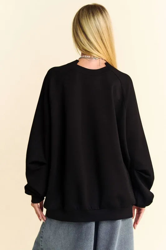 Davi & Dani Round Neck Raglan Sleeve Sweatshirt Sweatshirts