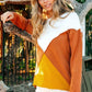 BiBi Color Block Geometric Sweater - DAVERRI FASHIONS