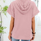 Daverri casual waffle knit button detail hooded top in soft pink