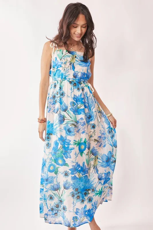 Davi & Dani Tropical Boho Printed Detail Cut Out Maxi Dress Maxi Dresses