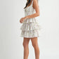 MABLE Floral Print Shoulder Tie Layered Mini Dress
