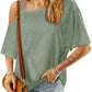 Asymmetrical Neck Half Sleeve T-Shirt - DAVERRI FASHIONS