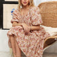 ADORA Floral Square Neck Puff Sleeve Dress