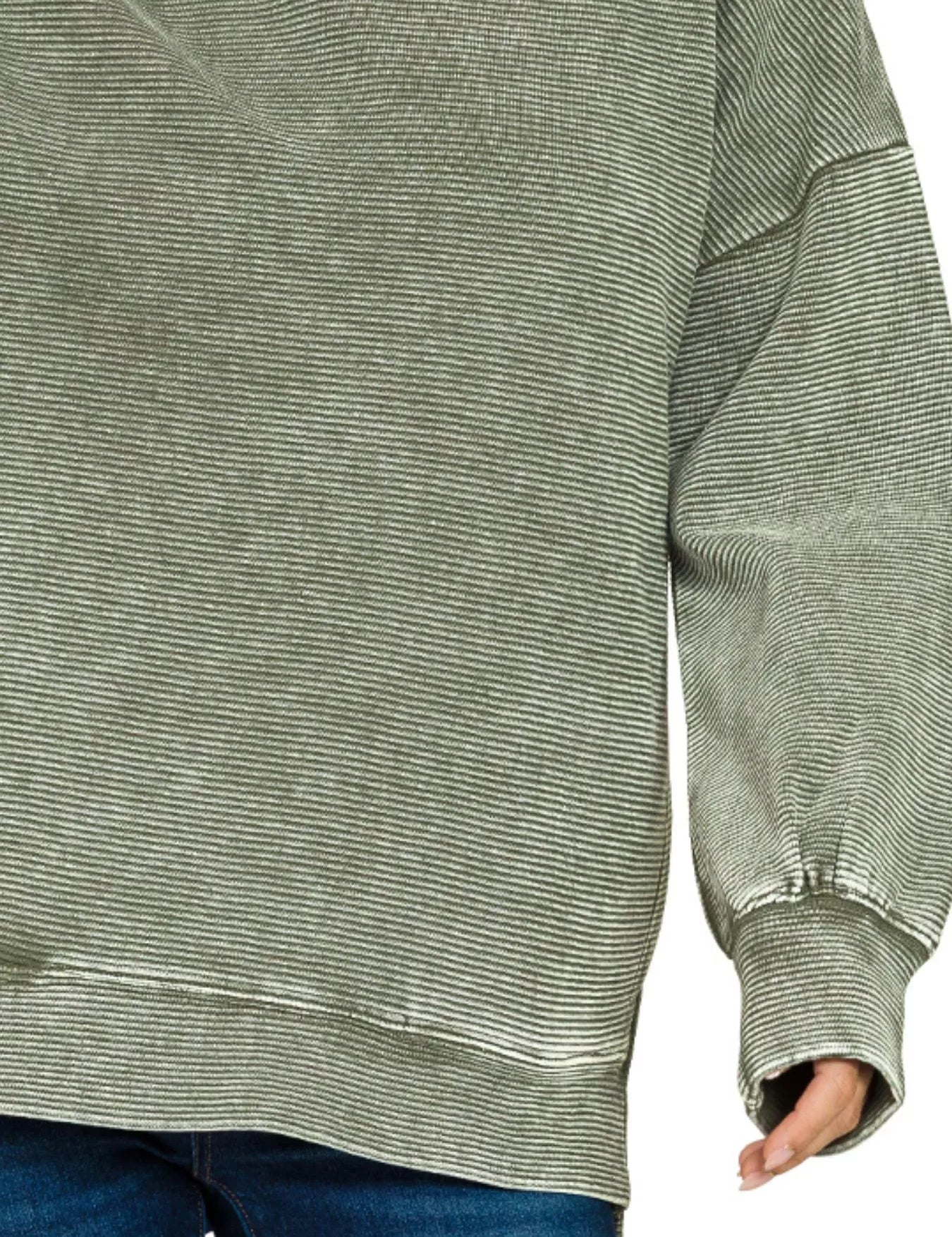 Zenana Full Size Acid Washed Double Ribbed Hi-low Sweatshirt Plus Size | Sweatshirts Daverri Fashions