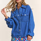 J.NNA Snap Down Long Sleeve Denim Shacket Dark Denim Shackets
