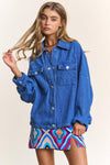 J.NNA Snap Down Long Sleeve Denim Shacket - DAVERRI FASHIONS