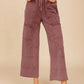 Daverri Fashions mauve washed cotton wide-leg cargo pants