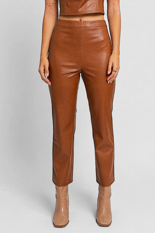 Le Lis Vegan Leather Straight Pants Bottoms