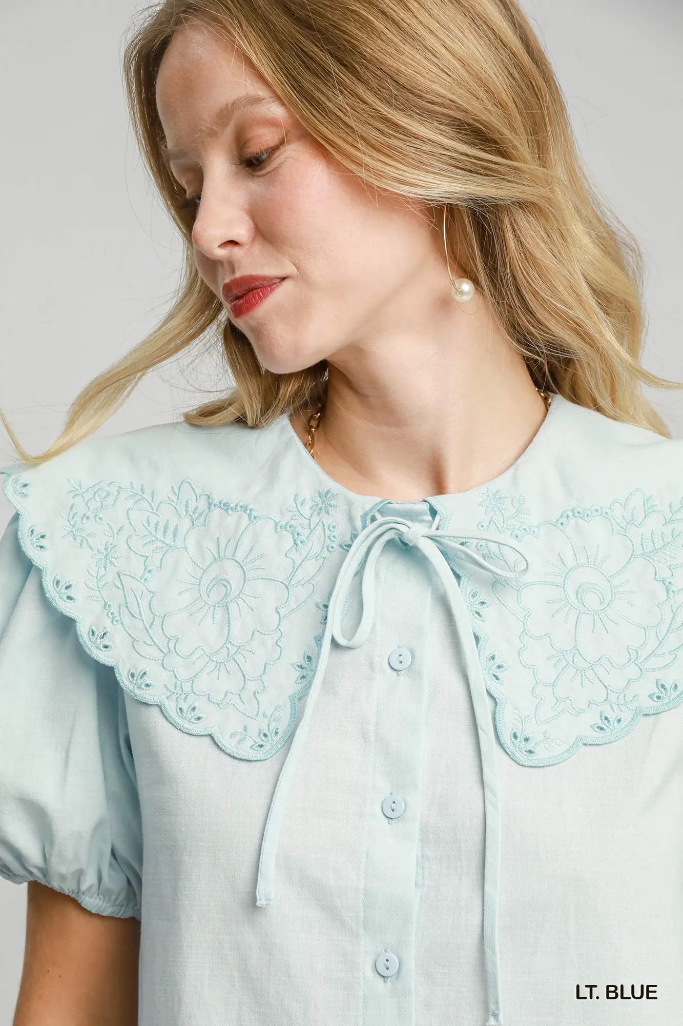 Umgee Tied Collared Short Sleeve Button Down Shirt | Tops Daverri Fashions