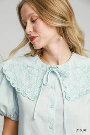 Umgee Tied Collared Short Sleeve Button Down Shirt | Tops Daverri Fashions