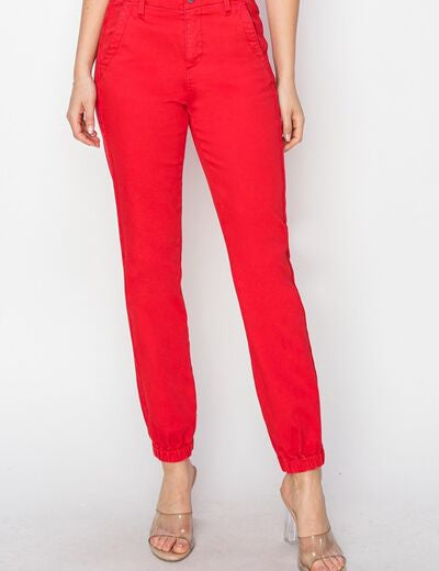 RISEN Full Size High Waisted Jogger Jeans Scarlet Jeans