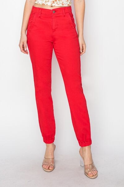 RISEN Full Size High Waisted Jogger Jeans Scarlet Jeans