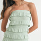 MABLE Pointelle Knit Fabric Ruffled Tube Romper Rompers