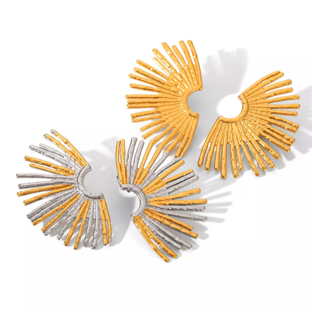 Stainless Steel Fan-Shaped Earrings | Earrings Daverri Fashions