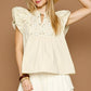 Umgee Eyelet Embroidered Ruffle Sleeve Blouse - DAVERRI FASHIONS