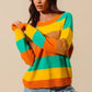 SO ME Multi Color Stripe Sweater with Ribbed Detail - DAVERRI FASHIONS