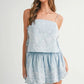 MABLE Embroidered Crop Cami and Balloon Mini Skirt Set Outfit Sets