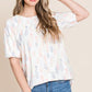 BOMBOM Round Neck Puff Short Sleeve Blouse Blush Pink