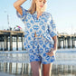 VERY J Tropical Printed Shirt Top and Shorts Set Blue Shorts Sets